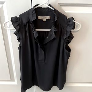 Loft, XSP, Dark Gray, Short Sleeve Casual/Work Shirt, Dry Cleaned, Worn Twice.